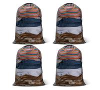 WeeGoo 4 Pcs Black Mesh Laundry Bags, 70×90cm Heavy Duty Laundry Bag with Drawstring, Reusable Large Washing Net Bags for Clothes Bedding Curtains