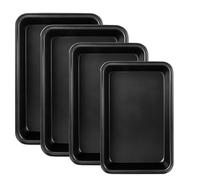 WeeGoo 4 PCS Carbon Steel Oven Baking Tray, 30/32/34 cm, Black