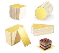 WeeGoo 400 PCS Mini Cardboard Cake Bases, Golden Mousse Cake Board, Thick Mini Dessert Display Tray for Wedding Birthday Party Pastry Decoration(Round Square Triangle Rectangular)
