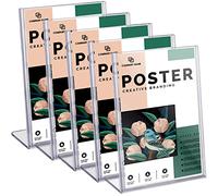 weegoo 5 Pack A4 Acrylic Sign Holder, Clear Plastic Display Sign Stands, Table Menu Holder Slanted Display Stand for Restaurant, Store, Hotel, Office, Exhibition,TPA4