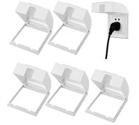 WeeGoo 5 Pcs Waterproof Plug Socket Covers, Self Adhesive Single Socket Switch Guard, 86 Type Single Electrical Outlet Protector Cover Box Wall Switch Protector for Home(White)