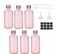 WeeGoo 6 PCS 100ml Glass Dropper Pipette Bottles, Pink Refillable Dropper Bottle, Rose Gold Empty Glass Bottle for Essential Oil Aromatherapy Perfume