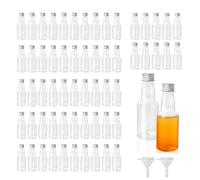 WeeGoo 60 Pcs 50 ml Mini Liquor Bottle, Plastic Bottles Wedding Favours with Screw Cap, Miniature Alcohol Bottles with Funnels for Wedding Favour Party Travel