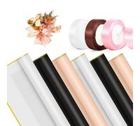 WeeGoo 60 PCS Flower Bouquet Wrapping Paper with Ribbon, 3 Colors Waterproof Flower Wrapping Paper, 58x58 cm Florist Bouquet Present Packaging Paper Gold Edge for Wedding Birthday Party