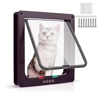 WeeGoo Large Cat Flap (Outer Size 25 x 23.5 cm) Lockable Cat Flaps Pet Door for Cats and Small Dogs,4 Way Locking Dog Flap Doors for Interior Exterior, Easy Fitting Weatherproof Silent (Brown)