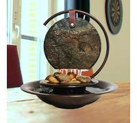 Weejian Indoor Waterfall Tabletop Moon Fountain, Home Décor Soothing Rain Sound Meditation Relaxing Fountains, Nature Slate Water Feature with Light for Room Office Table Decoration-34cm Tall