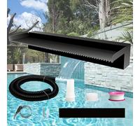 Weejian Pool Waterfall Spillway for Garden Ponds, Stainless Steel Water Flow Decor Pond Fountain Kit for Indoor/Outdoor Decorative, 60x20x10cm Black Water Feature for Patio, Backyard (No LED Light)