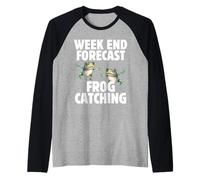 Week End Forecast Frog Catching Jumping Frogs Raglan Baseball Tee