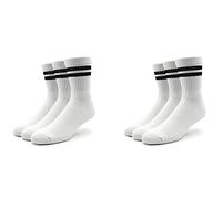 Weekday Eleven 3 pack socks x 2 (6 pairs) in white with black stripe (as8, numeric, numeric_3, numeric_5, regular, regular)