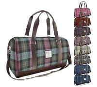 Weekend Bag - Genuine Harris Tweed Made in Scotland - Large Cabin Duffel - Tartan Travel Companion - Unisex Hand Luggage - Muted Green & Purple
