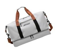 Weekend Bag - Saec Waterproof Travel Bag Oxford 50L, SC Portable Expandable Night Divider, Dry & Wet Separation, Lightweight & Durable Luggage | Men's Gym Sports Continue For Short, Light Grey, Se