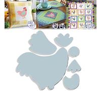 Weekend Chicken Patchwork Quilting Template Set with Instructions, 5/8/12 inch Chicken Shape Acrylic Templates for Sewing, DIY Chicken Themed Patchwork Accessories Sewing Pattern (8 Inch)