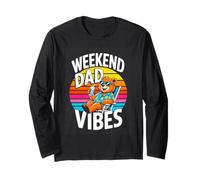 Weekend Dad Vibes Cool Relaxed Retro Sunset Bear Long Sleeve T-Shirt