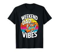 Weekend Dad Vibes Cool Relaxed Retro Sunset Bear T-Shirt