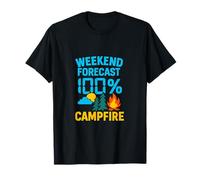 Weekend Forecast 100% Campfire Camping Crew Design T-Shirt