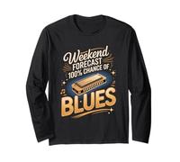 Weekend Forecast 100% Chance of Blues Harmonica Long Sleeve T-Shirt