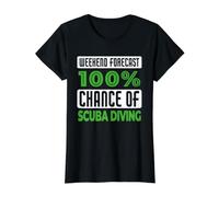 Weekend Forecast 100% Chance of Scuba Diving Value Graphic T-Shirt, Women, Black, L