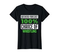 Weekend Forecast 100% Chance of Wrestling Value Graphic T-Shirt, Women, Black, XS