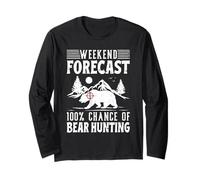 Weekend Forecast 100% of Outdoors Adventure Bear Hunting Long Sleeve T-Shirt
