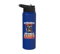 Weekend Forecast 100% Raccoon Eating Ramen Japanese Noodles Stainless Steel Insulated Water Bottle