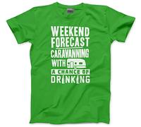 Weekend Forecast Caravanning with a Chance of Drinking - Mens Unisex T-Shirt - Funny Caravan Owner Camper Camping XL Green