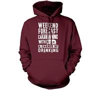 Weekend Forecast Caravanning with a Chance of Drinking - Unisex Hoodie - Funny Caravan Owner Camper Camping M Maroon