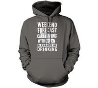 Weekend Forecast Caravanning with a Chance of Drinking - Unisex Hoodie - Funny Caravan Owner Camper Camping L Grey