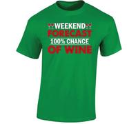 Weekend Forecast Chance of Wine Funny Men's T-Shirt Cotton Tee Sarcastic Humor Gift for Him T-Shirt Irish Green - Large