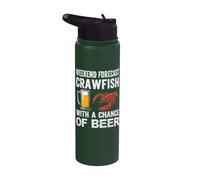 Weekend Forecast Crawfish with A Chance of Beer Lobster Stainless Steel Insulated Water Bottle