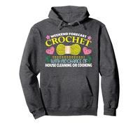 Weekend Forecast Crochet With No Chance Of House Cleaning Or Pullover Hoodie, Adult Unisex, Dark Heather Grey, XX-Large