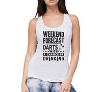 Weekend Forecast Darts with a Chance Drinking Women's Vest - White Medium