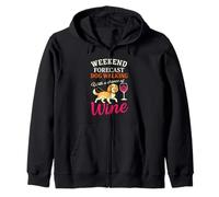 Weekend Forecast Dog Walking With A Chance Of Wine Funny Zip Hoodie
