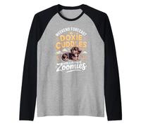 Weekend Forecast Doxie Cuddles with Zoomies Dachshund Raglan Baseball Tee