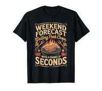 Weekend Forecast Grilling Pork Chops with Seconds BBQ Value Graphic T-Shirt