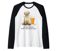Weekend Forecast Muddy Labs and Cold Beer Raglan Baseball Tee