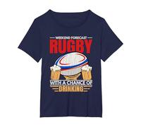 Weekend Forecast Rugby Fun Player Coach Sports Lover Graphic T-Shirt, Women's Plus, Navy Blue, 4X