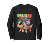 Weekend Hooker Colorful Fish Wearing Hat Sunglass Fishing Long Sleeve T-Shirt