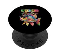 Weekend Hooker Colorful Fish Wearing Hat Sunglass Fishing PopSockets Adhesive PopGrip