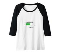 Weekend Loading Friday Funny Office Humor Raglan Baseball Tee, Women, Black/White, L