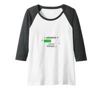 Weekend Loading Friday Funny Office Humor Raglan Baseball Tee, Women, Dark Heather/White, S