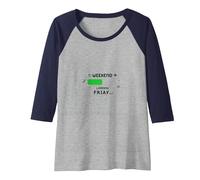 Weekend Loading Friday Funny Office Humor Raglan Baseball Tee, Women, Navy/Athletic Heather, XL