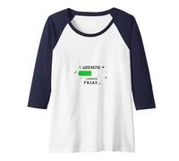 Weekend Loading Friday Funny Office Humor Raglan Baseball Tee, Women, Navy/White, XL