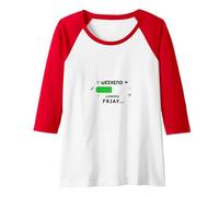 Weekend Loading Friday Funny Office Humor Raglan Baseball Tee, Women, Red/White, M