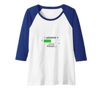 Weekend Loading Friday Funny Office Humor Raglan Baseball Tee, Women, Royal Blue/White, XXL