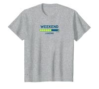 Weekend Loading Progress Bar Funny Office Humor T-Shirt, Kids, Heather Grey, 4 Years