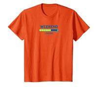 Weekend Loading Progress Bar Funny Office Humor T-Shirt, Kids, Orange, 10 Years
