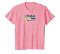 Weekend Loading Progress Bar Funny Office Humor T-Shirt, Kids, Pink, 4 Years