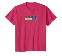 Weekend Loading Progress Bar Funny Office Humor T-Shirt, Kids, Red Heather, 3 Years