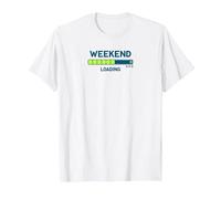 Weekend Loading Progress Bar Funny Office Humor T-Shirt, Men, White, 4XL