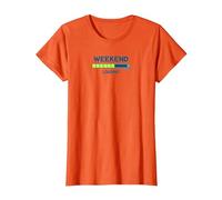 Weekend Loading Progress Bar Funny Office Humor T-Shirt, Women, Orange, XL